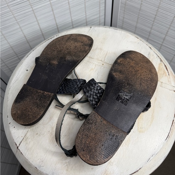 Freebird Sandals Sea Braided Black Silver Leather Adjustable Strap Boho Size 7 - Picture 7 of 7